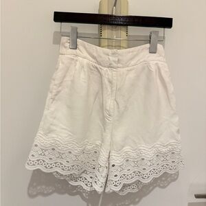 Sandro White High Waist Lace Shorts